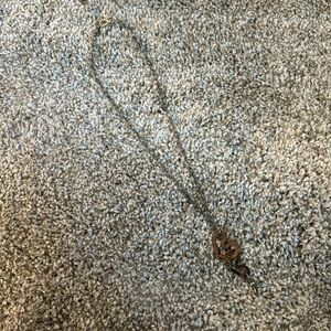 Handmade heart necklace long beaded chain bronze